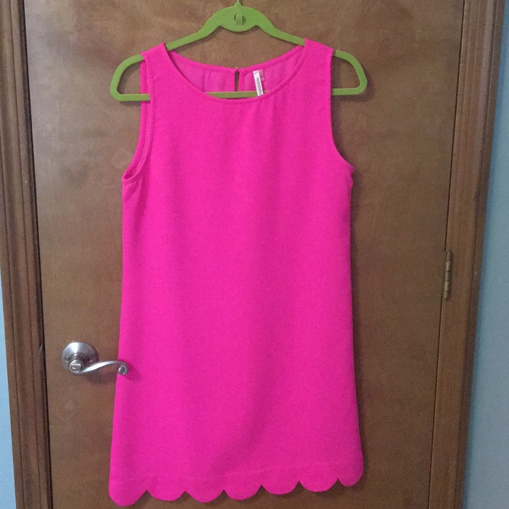 Hot pink sleeveless shift dress